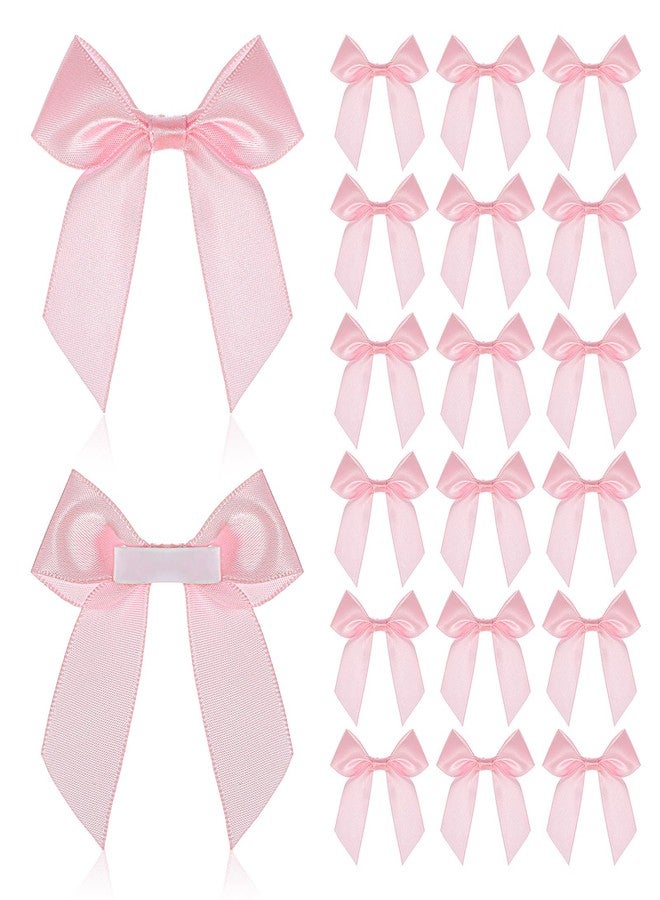 Bremorou 20Pcs Pink Bows for Gift Wrapping, Small Pink Bows, Light Pink Ribbon, Self Adhesive Premade Mini Bow, Tiny Cute Soft Fabric Bowknot Sewing Accessories for Christmas Gift Wrapping, Crafting, Weddings - Image 1